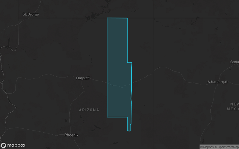 Map of Navajo County, Arizona showing the county boundary and surrounding cities