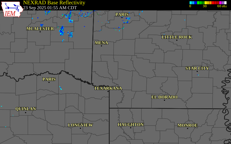 Radar snapshot during the Sep 23, 2025 hail event near 3 WSW Nashville, Howard County, Arkansas, with NWS warning polygons