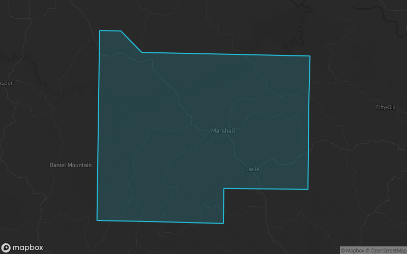 Map of Searcy County, Arkansas showing the county boundary and surrounding cities