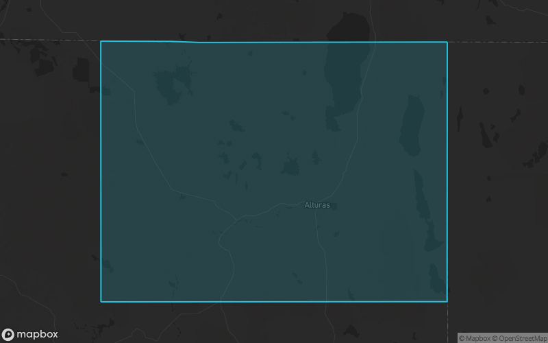 Map of Modoc County, California showing the county boundary and surrounding cities