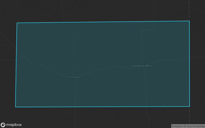 Map of Cheyenne County, Colorado showing the county boundary and surrounding cities