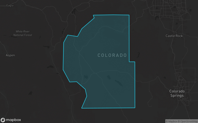 Map of Park County, Colorado showing the county boundary and surrounding cities