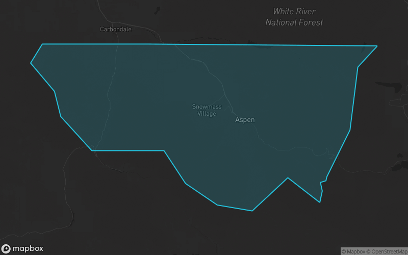 Map of Pitkin County, Colorado showing the county boundary and surrounding cities