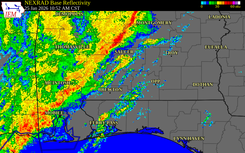 NEXRAD radar during the Sunday, January 25, 2026 storm activity in Monroe County, Florida