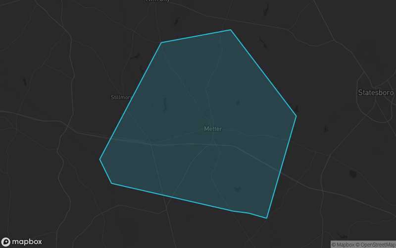 Map of Candler County, Georgia showing the county boundary and surrounding cities