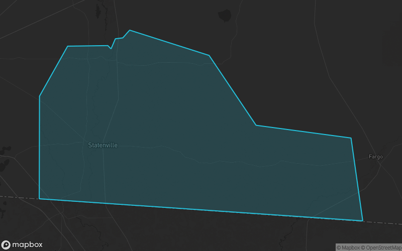 Map of Echols County, Georgia showing the county boundary and surrounding cities