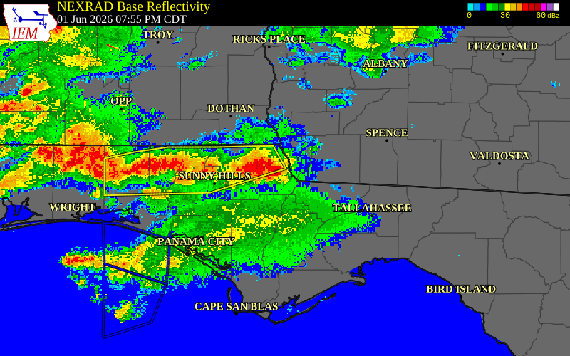 NEXRAD radar during the Monday, June 1, 2026 storm activity in Jackson County, Georgia