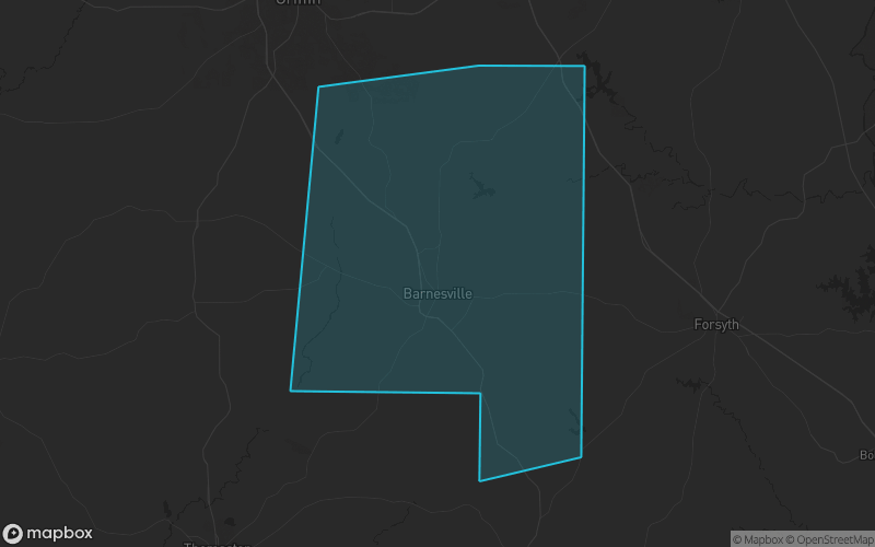 Map of Lamar County, Georgia showing the county boundary and surrounding cities