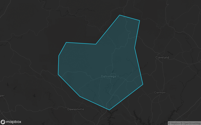 Map of Lumpkin County, Georgia showing the county boundary and surrounding cities