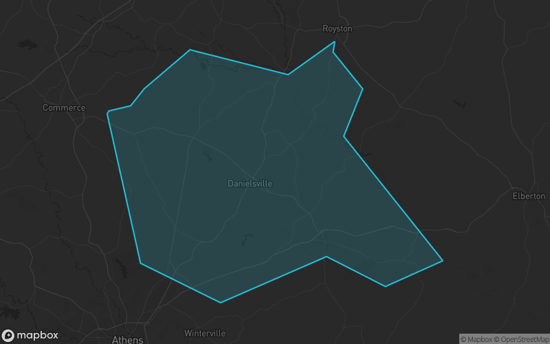 Map of Madison County, Georgia showing the county boundary and surrounding cities