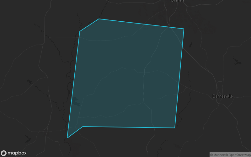 Map of Pike County, Georgia showing the county boundary and surrounding cities