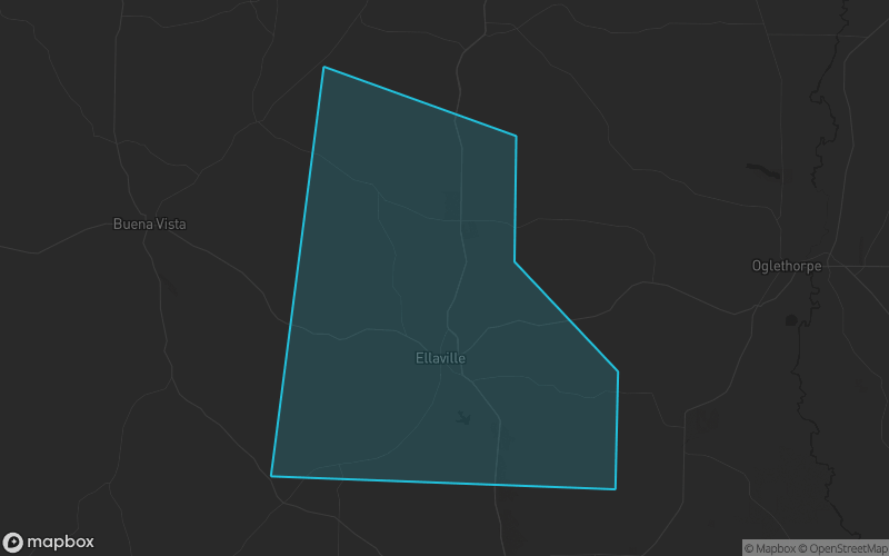 Map of Schley County, Georgia showing the county boundary and surrounding cities