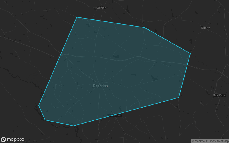 Map of Treutlen County, Georgia showing the county boundary and surrounding cities