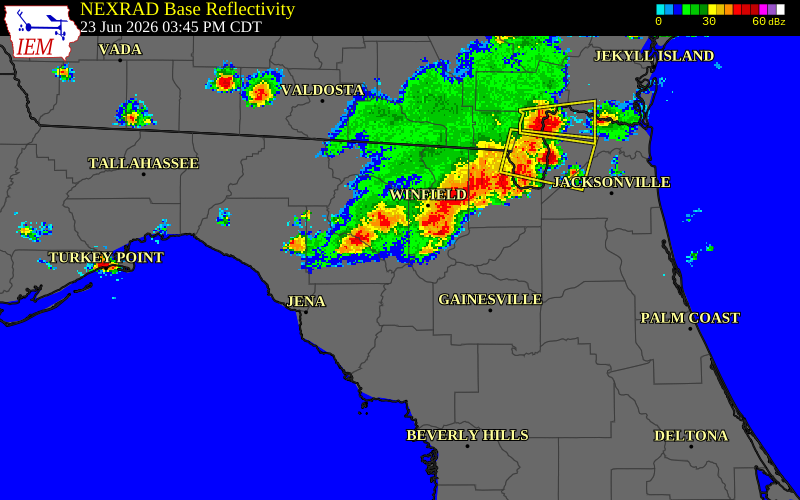 NEXRAD radar during the Tuesday, June 23, 2026 storm activity in Union County, Georgia
