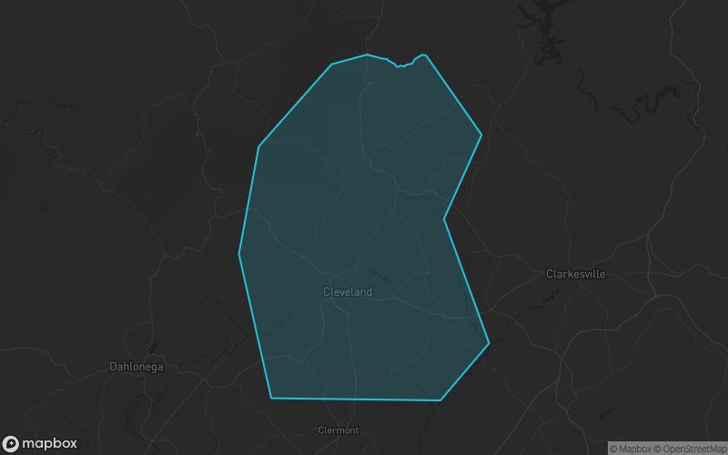Map of White County, Georgia showing the county boundary and surrounding cities