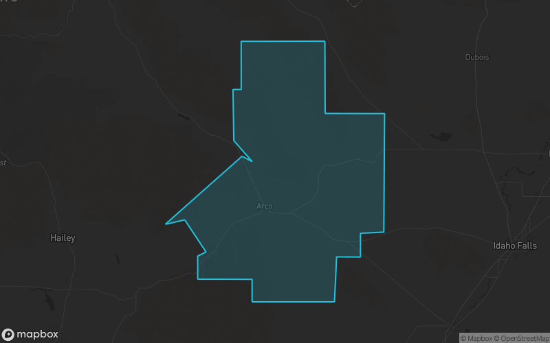 Map of Butte County, Idaho showing the county boundary and surrounding cities