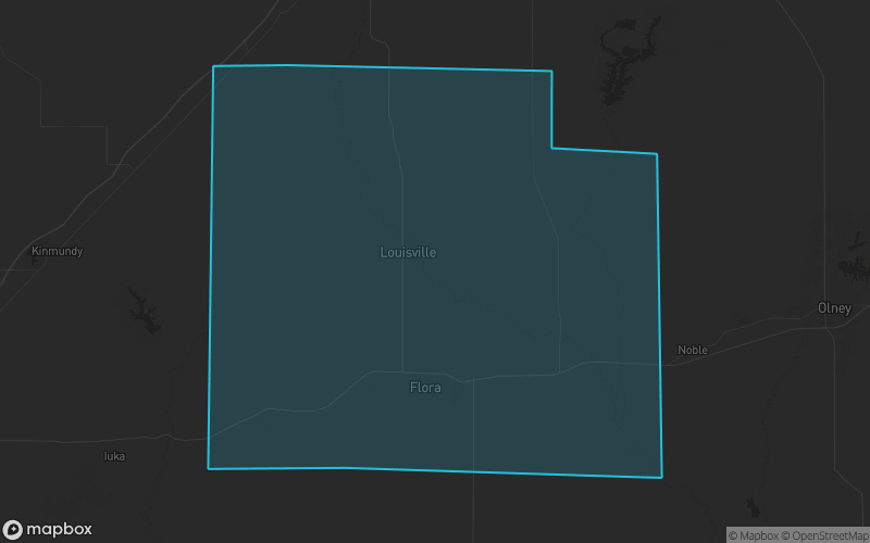 Map of Clay County, Illinois showing the county boundary and surrounding cities