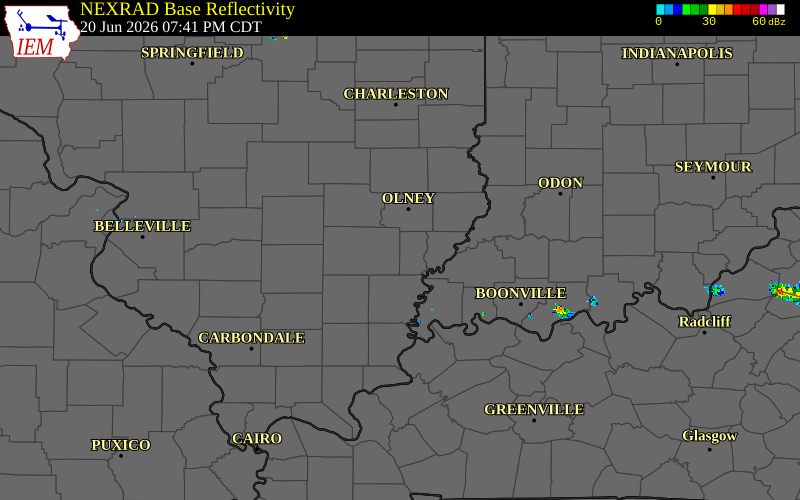 Radar snapshot during the Jun 20, 2026 tornado event near 6 NNE Golden Gate, Edwards County, Illinois, with NWS warning polygons