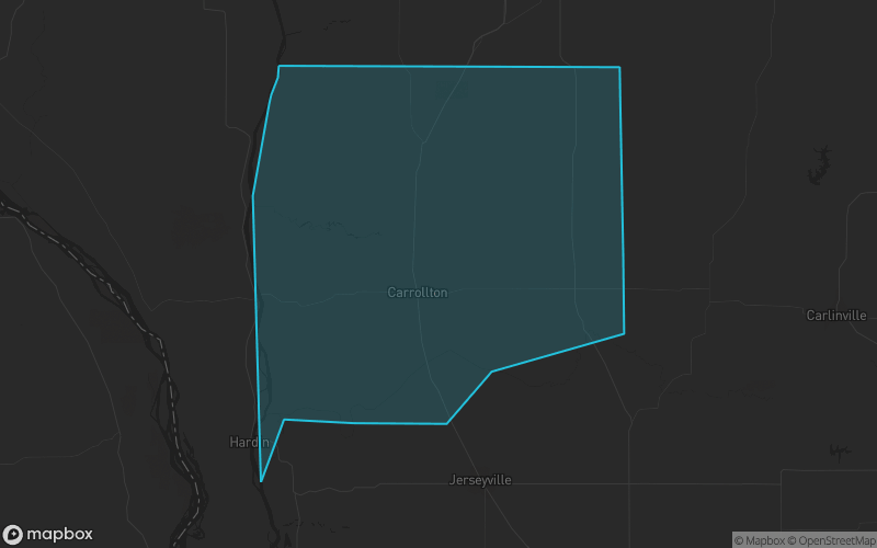 Map of Greene County, Illinois showing the county boundary and surrounding cities
