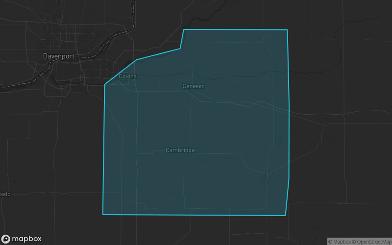 Map of Henry County, Illinois showing the county boundary and surrounding cities