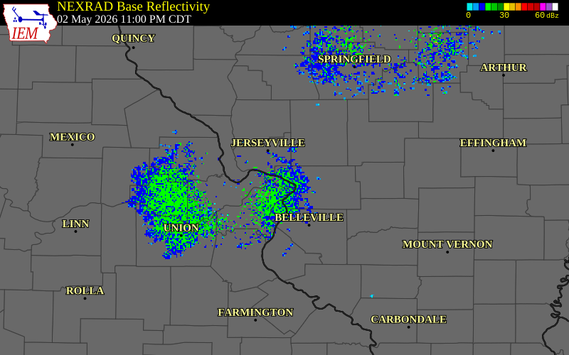 NEXRAD radar during the Saturday, May 2, 2026 storm activity in Madison County, Illinois