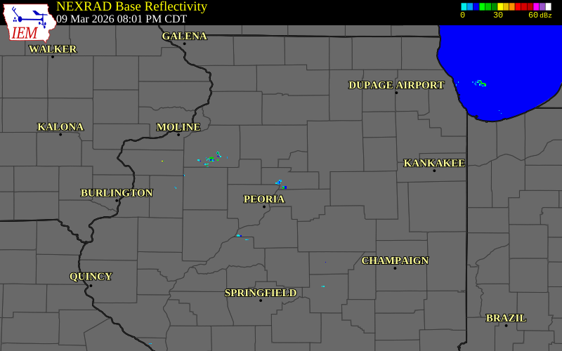 Radar snapshot during the Mar 9, 2026 tornado event near 3 N Sparland, Marshall County, Illinois, with NWS warning polygons
