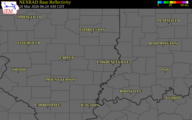 NEXRAD radar during the Tuesday, March 10, 2026 storm activity in Richland County, Illinois