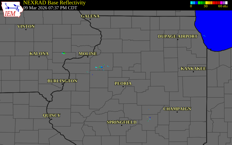 Radar snapshot during the Apr 17, 2026 hail event near Toulon, Stark County, Illinois, with NWS warning polygons