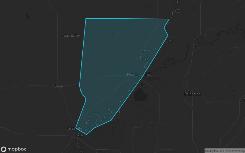 Map of Wabash County, Illinois showing the county boundary and surrounding cities