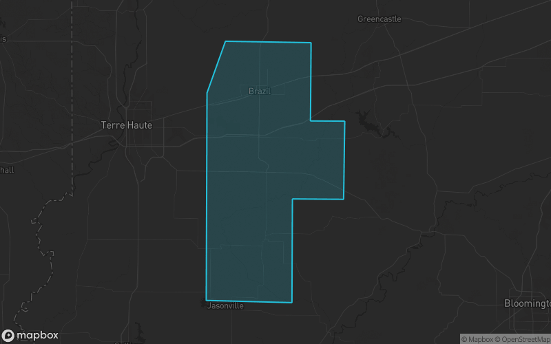 Map of Clay County, Indiana showing the county boundary and surrounding cities