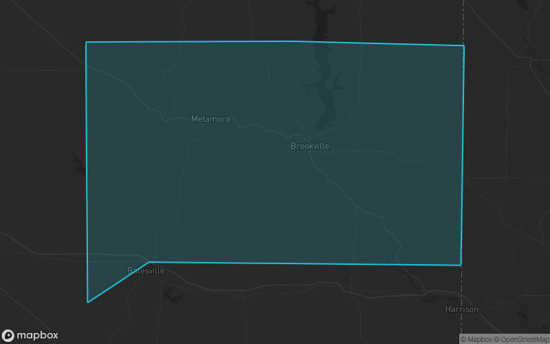 Map of Franklin County, Indiana showing the county boundary and surrounding cities