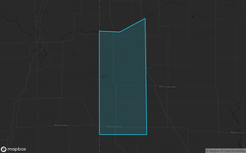Map of Newton County, Indiana showing the county boundary and surrounding cities