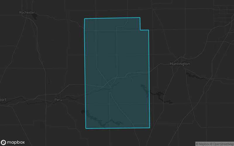 Map of Wabash County, Indiana showing the county boundary and surrounding cities