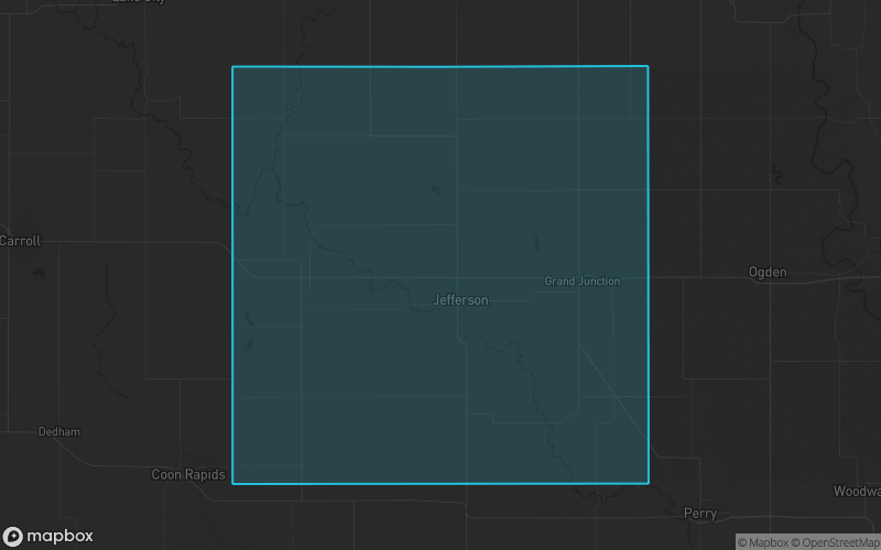 Map of Greene County, Iowa showing the county boundary and surrounding cities