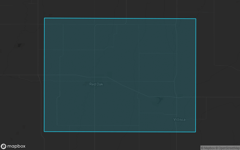 Map of Montgomery County, Iowa showing the county boundary and surrounding cities