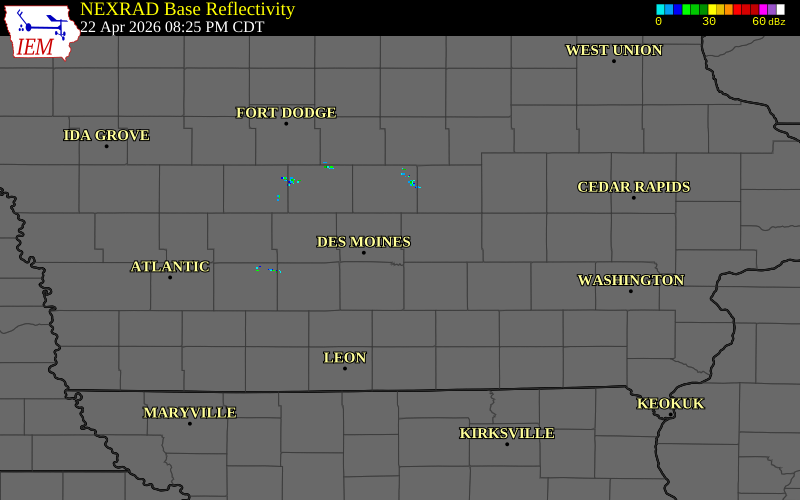 Radar snapshot during the Apr 22, 2026 tornado event near 4 S Mitchellville, Polk County, Iowa, with NWS warning polygons
