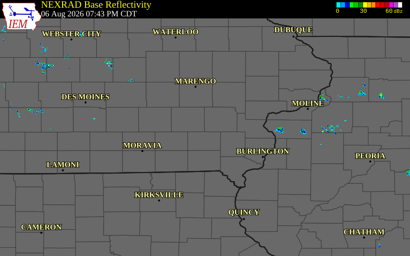 Radar snapshot during the Aug 6, 2026 tornado event near Rubio, Washington County, Iowa, with NWS warning polygons