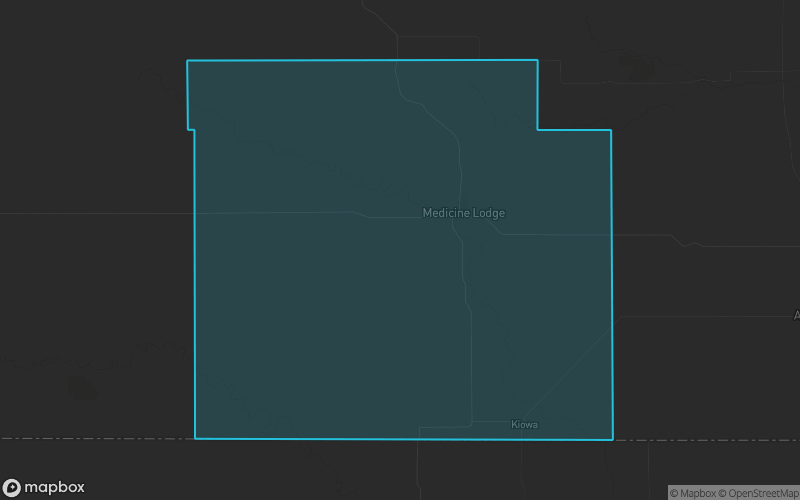 Map of Barber County, Kansas showing the county boundary and surrounding cities