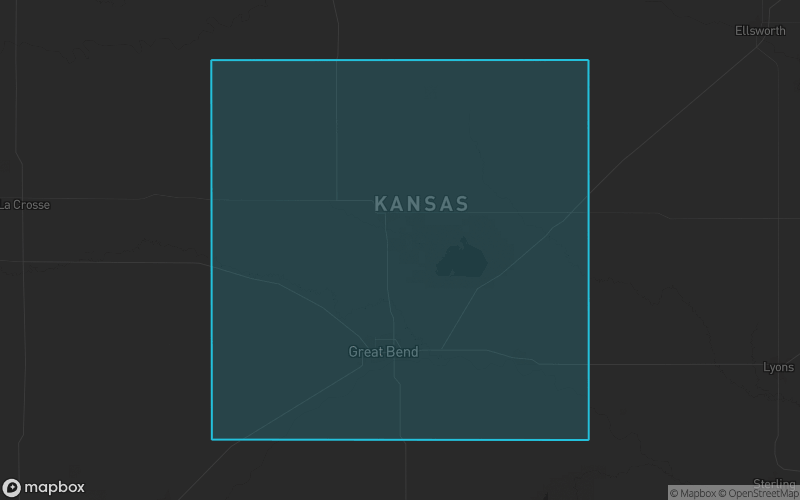 Map of Barton County, Kansas showing the county boundary and surrounding cities