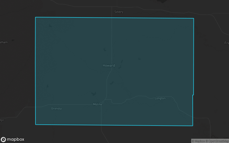 Map of Elk County, Kansas showing the county boundary and surrounding cities