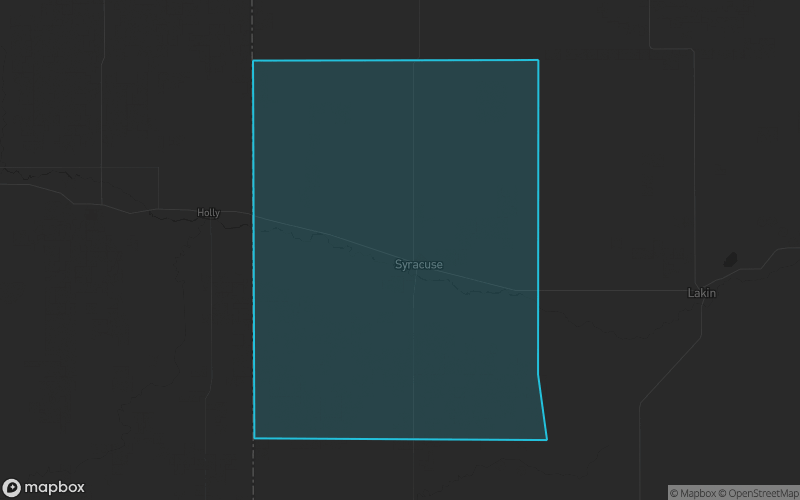 Map of Hamilton County, Kansas showing the county boundary and surrounding cities