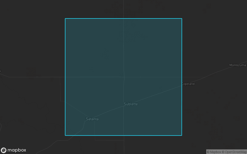 Map of Haskell County, Kansas showing the county boundary and surrounding cities