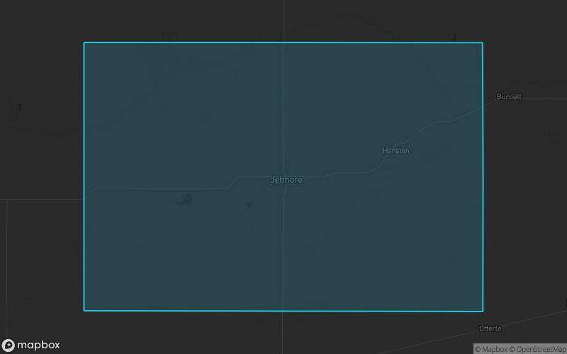 Map of Hodgeman County, Kansas showing the county boundary and surrounding cities