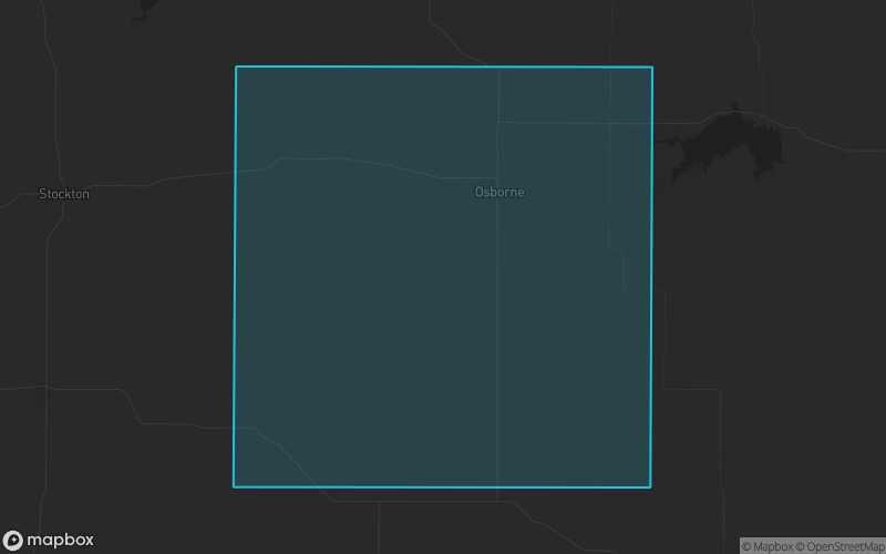 Map of Osborne County, Kansas showing the county boundary and surrounding cities