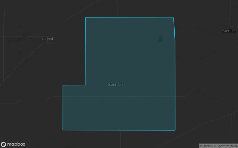 Map of Stafford County, Kansas showing the county boundary and surrounding cities
