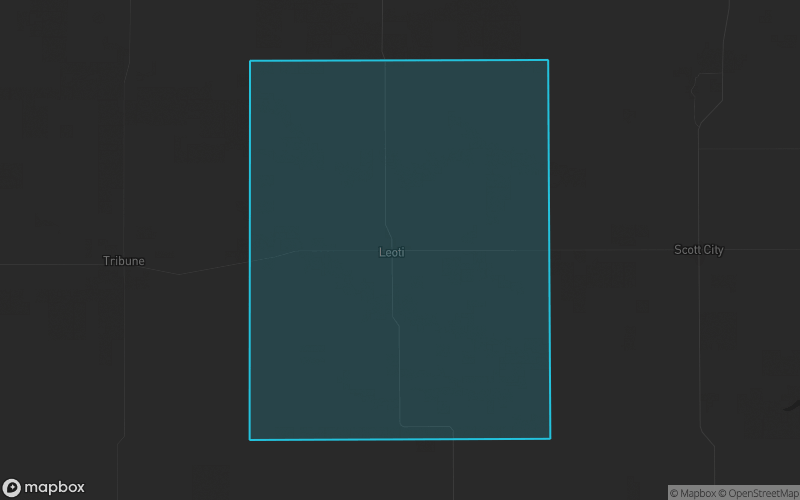 Map of Wichita County, Kansas showing the county boundary and surrounding cities