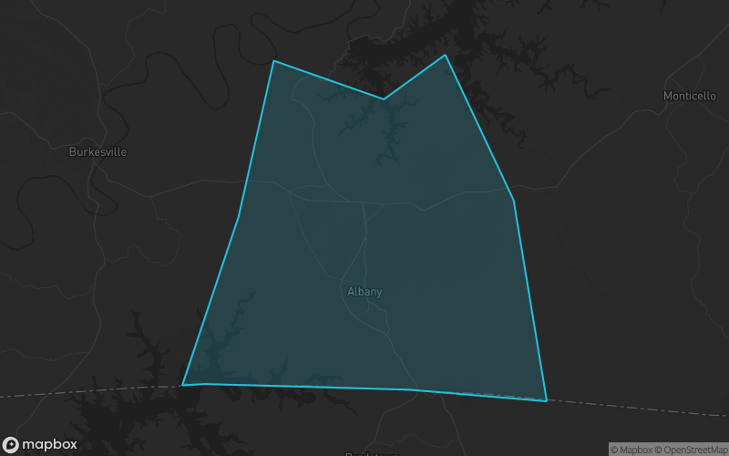Map of Clinton County, Kentucky showing the county boundary and surrounding cities