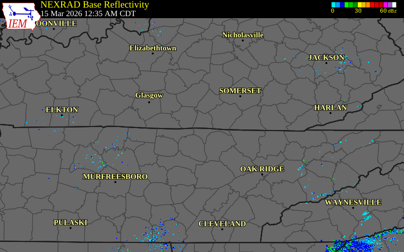 Radar snapshot during the Mar 15, 2026 tornado event near 2 SW Albany, Clinton County, Kentucky, with NWS warning polygons