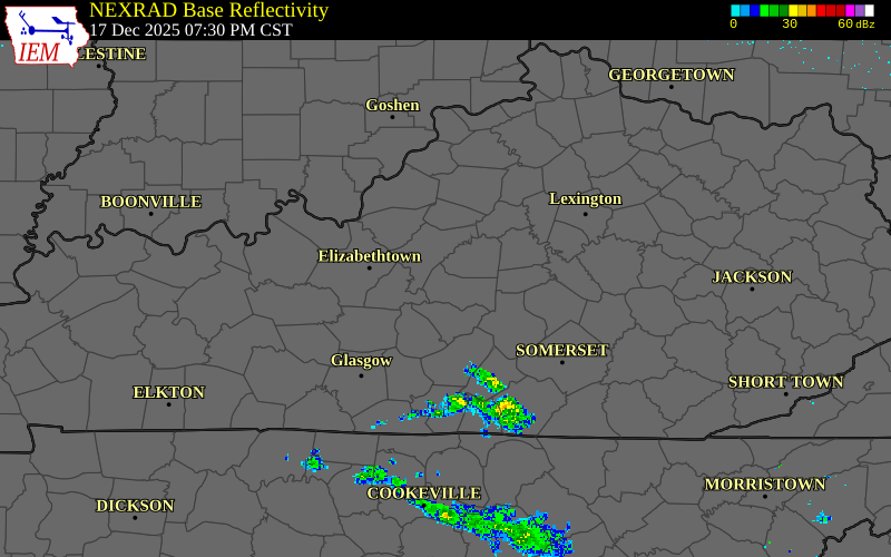 Radar snapshot during the Aug 1, 2026 wind event near Marion County, Marion County, Kentucky, with NWS warning polygons
