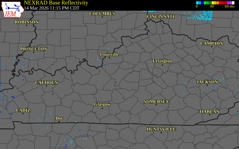 Radar snapshot during the Aug 1, 2026 wind event near Nelson County, Nelson County, Kentucky, with NWS warning polygons